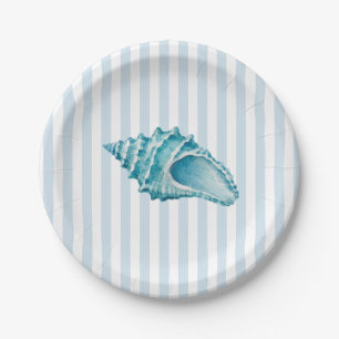 Assiettes En Carton Peinture de conque de coquillage de mer Rayure nau