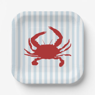 Assiettes En Carton Peinture de crabe rouge Bande nautique