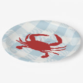 Assiettes En Carton Peinture de crabe rouge bleu marine En vichy litto (Angle)