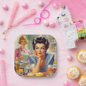 Assiettes En Carton Peinture de cuisine rétro (Fête)