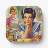 Assiettes En Carton Peinture de cuisine rétro (Recto)