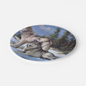 Assiettes En Carton Peinture de deux loups arctiques (Angle)