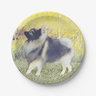 Assiettes En Carton Peinture de Keeshond Aspen - Art original de chien
