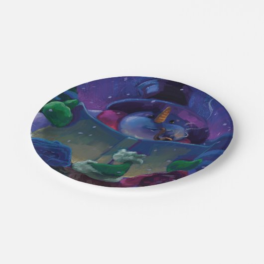 Assiettes En Carton Peinture de lecture en hiver (Angle)