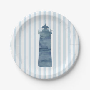 Assiettes En Carton Peinture de phare Plaques de papier à rayures mar