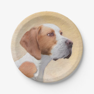Assiettes En Carton Peinture de pointeur - jolie art original de chien