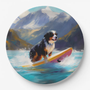 Assiettes En Carton Peinture de Surf sur la Plage de Montagne Bernoise