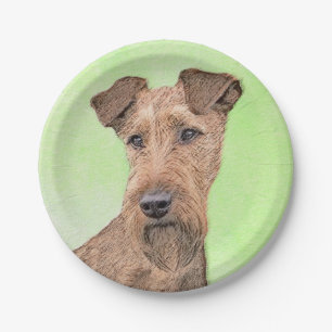 Assiettes En Carton Peinture de Terrier Irlandais - Art Original de Ch