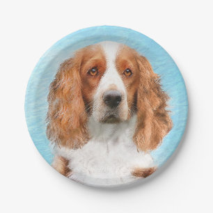 Assiettes En Carton Peinture d'espagnol Welsh Springer - Art original 