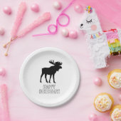 Assiettes En Carton Peinture d'orignal Silhouette Wilderness Anniversa (Fête)