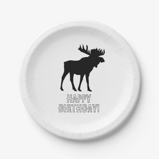 Assiettes En Carton Peinture d'orignal Silhouette Wilderness Anniversa (Devant)