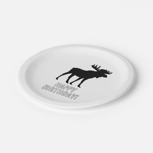 Assiettes En Carton Peinture d'orignal Silhouette Wilderness Anniversa (Angle)