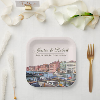Assiettes En Carton Peinture du Grand Canal, Venise, Italie