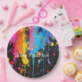 Assiettes En Carton Peinture en néon coloré Splatter Customisé (Fête)