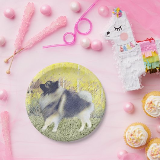 Assiettes En Carton Peinture en teint de Keeshond - jolie art original (Fête)