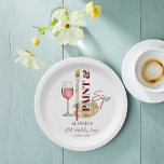 Assiettes En Carton Peinture et sip vin et art modèle de fête à thème<br><div class="desc">Peindre et sip vin et art fête thématique imprimés personnalisés plaques de papier modèle,  pinceau vin verre et palette aquarelle monogramme pour la fête de peinture d'art</div>