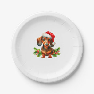 Assiettes En Carton Peinture Festive Dachshund - Doxie Festive
