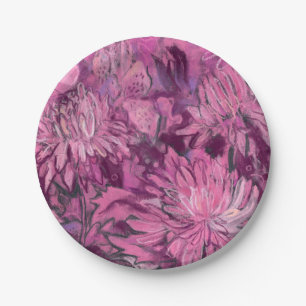 Assiettes En Carton Peinture florale de fleurs de chrysanthème rose ma