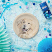 Assiettes En Carton Peinture Golden Retriever - Joli art original chie (Fête)