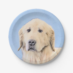 Assiettes En Carton Peinture Golden Retriever - Joli art original chie