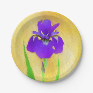 Assiettes En Carton Peinture Iris à pois pourpre - Chien original mign