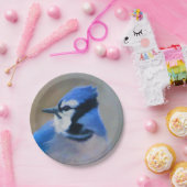 Assiettes En Carton Peinture Jay Bleu - Art Oiseau Original (Fête)
