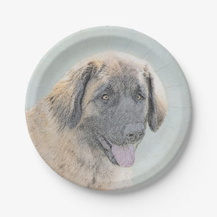 Assiettes En Carton Peinture Leonberger - Joli art original chien