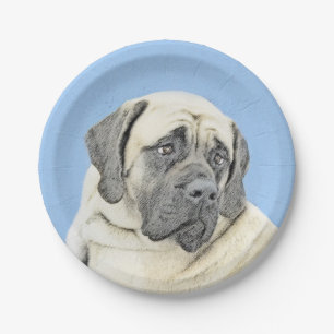 Assiettes En Carton Peinture Mastiff (Fawn) anglaise - Art Chien origi