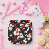 Assiettes En Carton Peinture noire, blanche et rouge (Fête)