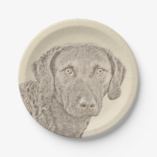Assiettes En Carton Peinture originale de chien par Retriever de Chesa