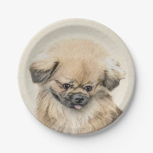 Assiettes En Carton Peinture Pekingese - Cute Original Chien Art