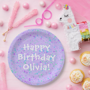 Assiettes En Carton Peinture pourpre éclat Anniversaire