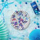 Assiettes En Carton Peinture rose bleu violet | POIS (Fête)