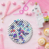 Assiettes En Carton Peinture rose bleu violet | POIS (Fête)