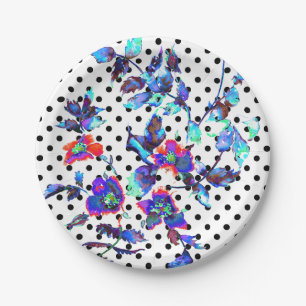 Assiettes En Carton Peinture rose bleu violet POIS