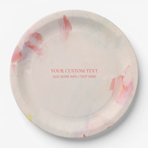 Assiettes En Carton Peinture rose et corail Abstraite peinture texte p