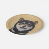Assiettes En Carton Peinture Shiba Inu (Noir et Tan) - Art Chien (Angle)