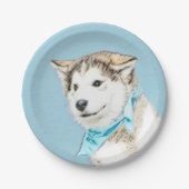 Assiettes En Carton Peinture Sibérienne Husky Puppy - Art Chien origin (Devant)