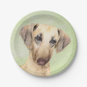 Assiettes En Carton Peinture Sloughis - Joli art original pour chien