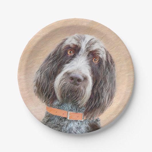Assiettes En Carton Peinture Spinone Italiano - Belle Art Original Chi (Devant)