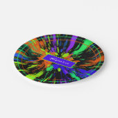 Assiettes En Carton Peinture Splatz couleur néon personnalisé (Angle)