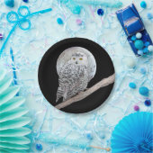 Assiettes En Carton Peinture sur la Chouette des neiges et la Lune - A (Fête)