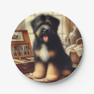 Assiettes En Carton Peinture vintage de chien de garde