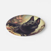 Assiettes En Carton Peinture vintage de Chien Schipperke (Angle)