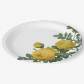 Assiettes En Carton Peinture vintage de rose jaune (Angle)