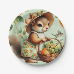 Assiettes En Carton Peinture vintage d'écureuil
