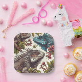 Assiettes En Carton Peinture vintage Iguana sans fil (Fête)