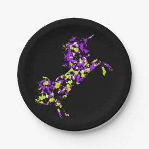 Assiettes En Carton Peinture violet verte Unicorne