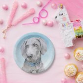 Assiettes En Carton Peinture Weimaraner - Joli art original chien (Fête)