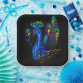 Assiettes En Carton Peinture Whimsical Peacock (Fête)